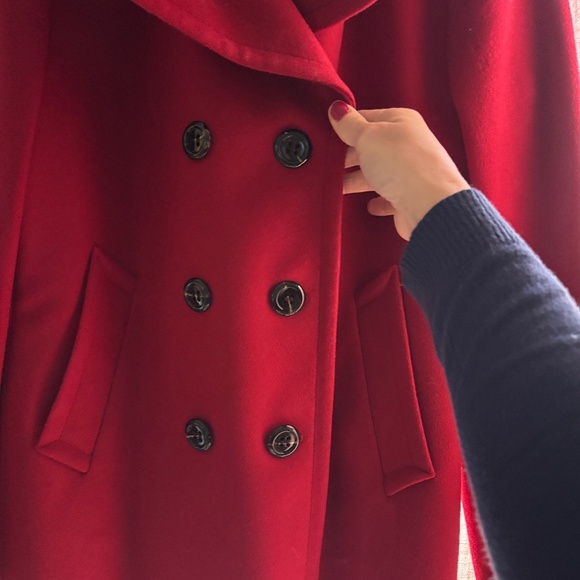 Red Burberry Peacoat XL - Picture 1 of 10